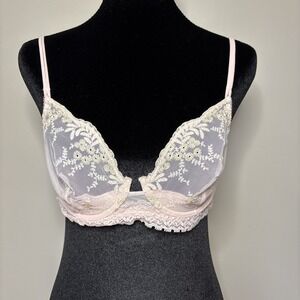 La Perla Sheer Embroidered Lace Underwire Bra – Blush Pink - 34C